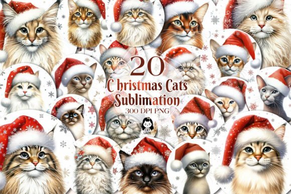 Christmas Cat Ornaments Bundle Part 2: Premium Illustrations for Seasonal Design
