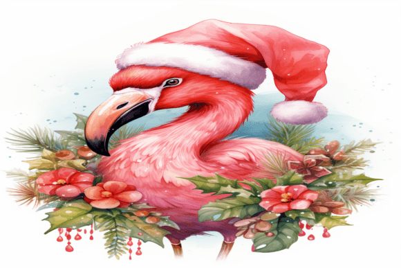 Christmas Flamingo Background for Festive Branding