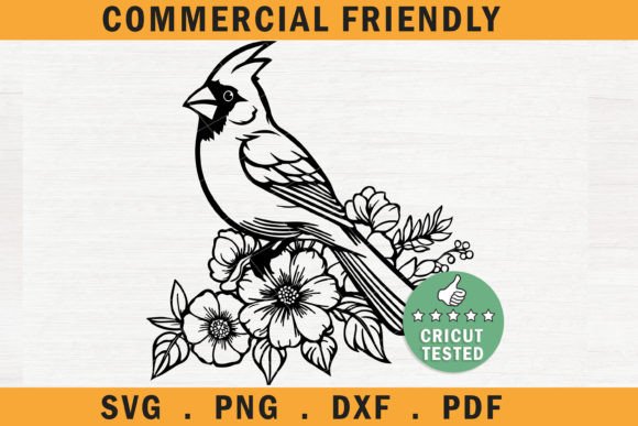 Christmas Floral Red Cardinal Bird SVG 7 for Crafts