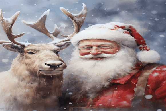 Christmas Santa Reindeer Background Review for Designers