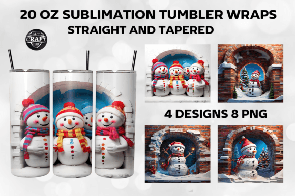 Christmas Snowman Tumbler Wrap 20oz PNG for Tumbler Wraps