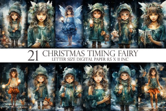 Christmas Timing Fairy Digital Paper and Backgrounds