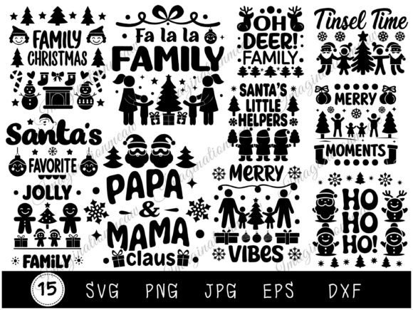 Family Christmas Festive Holiday Quotes Illustrations