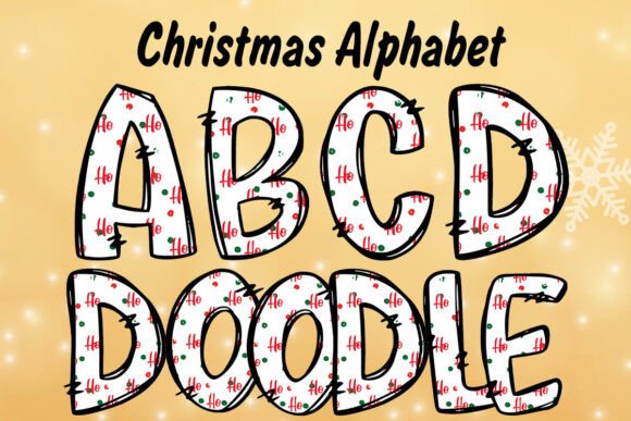 Ho Ho Christmas Alphabet Clipart Doodle for Brand Illustrations