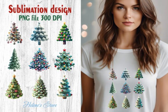 Knitted Christmas Tree Pattern Clipart for Modern Illustrations