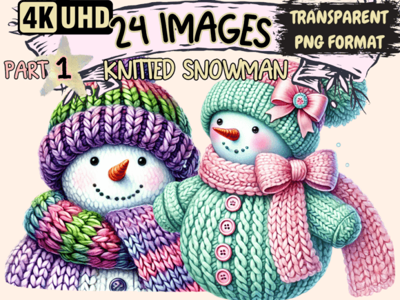 Knitted Snowman Clipart P1 Review for Seasonal Illustrations