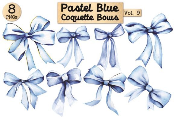 Pastel Blue Coquette Bows Vol. 9: A Designer’s Review for Brand Identity and Illustrations