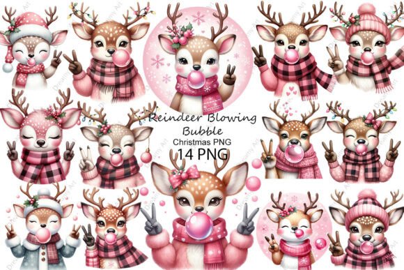 Reindeer Christmas Blowing Bubble PNG