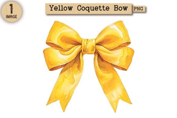 Vintage Yellow Coquette Bow PNG 16 Illustrations