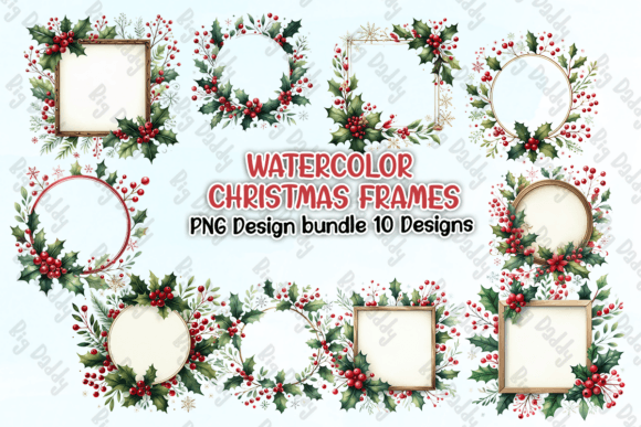 Watercolor Christmas Frames Clipart PNG Review