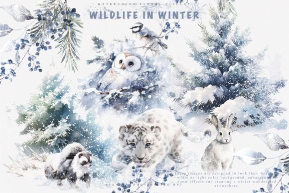 Watercolor Winter Animal Clipart Set: Illustrations for Seasonal Branding