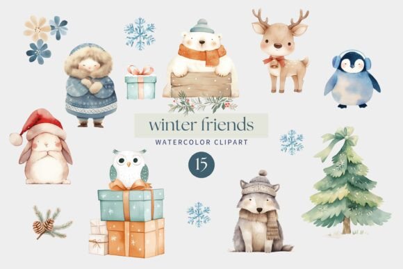 Winter Friends Watercolor Clipart: A Designer’s Review for Branding and Illustrations